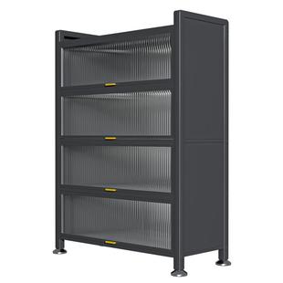 美丽港家用钢制置物收纳柜卧室阳台客厅多层儿童鞋柜上翻门储物柜