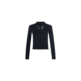 MD进进原创【旺运福蝶】2025秋冬新品蝴蝶镂空百搭磨毛打底上衣