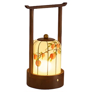 宋代美学台灯卧室床头灯新中式复古实木充电款手提露营茶台装饰灯