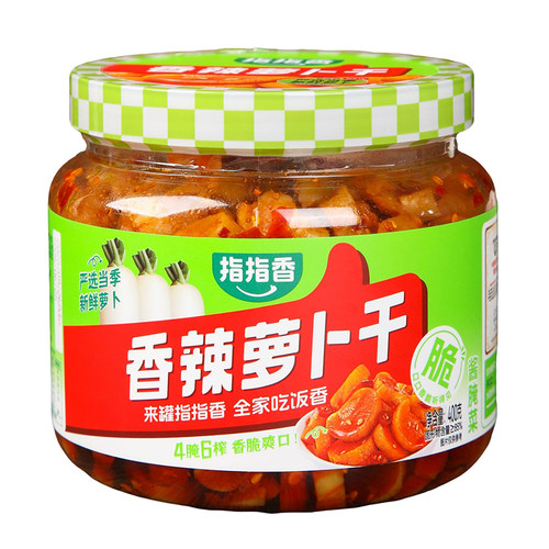 指指香麻辣香辣萝卜干一整箱400g*12罐瓶开胃下饭菜粥酱腌菜咸菜