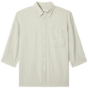 【轻薄亚麻】卡宾休闲七分袖衬衫男士夏季宽松潮牌衬衣