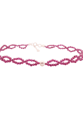 串珠手工编织紫牙乌项链天然宝石