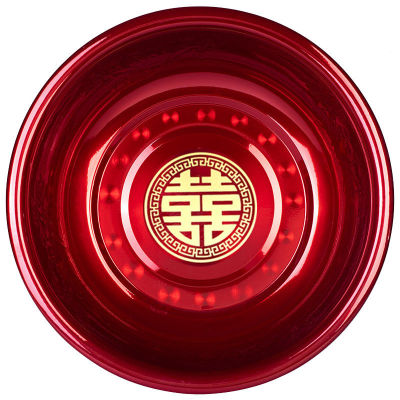 结婚喜盆一对女方陪嫁聚宝洗脸盆新婚娘家嫁妆红盆子套装婚庆用品