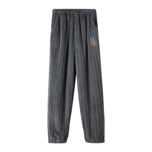 芬腾暖暖裤睡裤女秋冬季珊瑚绒加绒加厚长裤法兰绒大码家居裤单裤