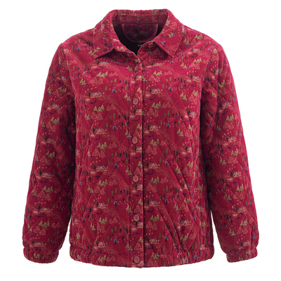 妈妈秋冬夹棉外套中老年女薄棉衣