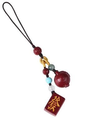 正品朱砂发财把把胡壶手机链国风烫金麻将牌男女本命年钥匙扣挂件