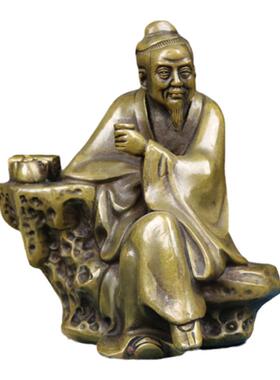 陆羽摆件铜像茶圣人品茶摆件