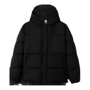 Navigare意大利小帆船黑色休闲羽绒服男冬季连帽宽松面包服外套