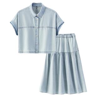 商场同款|森马牛仔套装女夏凉感上衣宽松长裙2026新款潮流两件套