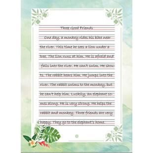 硬笔英语书写书法作品纸练字本英文单词听写纸小学比赛专用纸创作练习纸钢笔拼音展示展览四线格A4加厚作业本