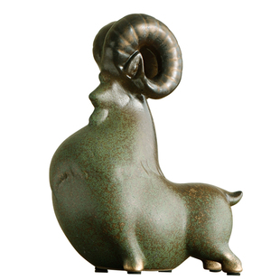 领头羊三阳开泰陶瓷摆件创意招财家居客厅玄关桌面办公室装饰摆设