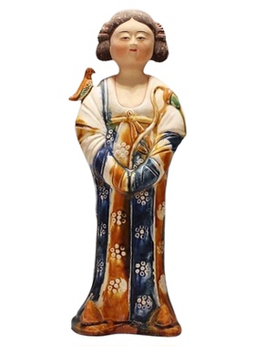 洛阳唐三彩文创国潮仕女陶俑摆件