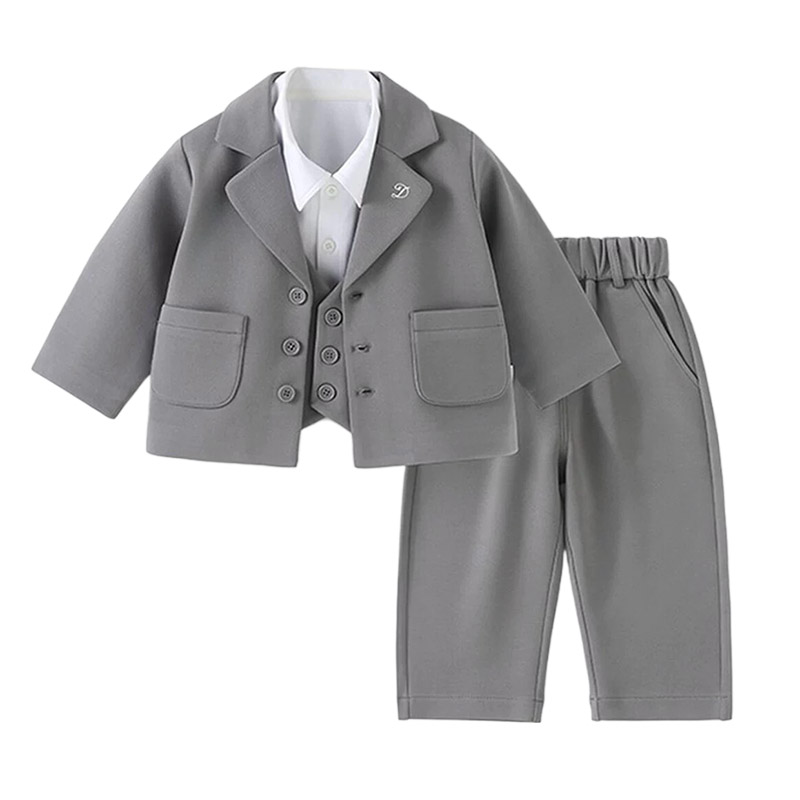 溯格冬季绅士2025新款男宝宝生日礼服小童西装儿童加厚西服套装