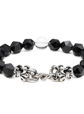 克罗心十字军花天然黑玛瑙手串