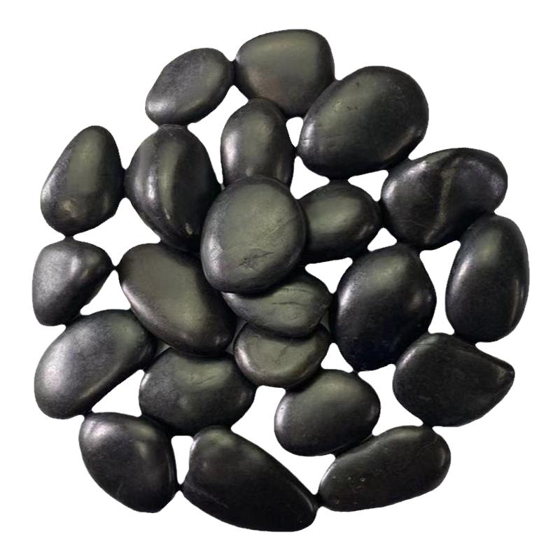 50斤黑色鹅卵石庭院花园造景铺路铺地大小石头天然雨花石原石黑石
