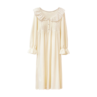 BIEN海岛绒睡裙女秋冬季甜美可爱公主风家居服可外穿带胸垫宫廷风