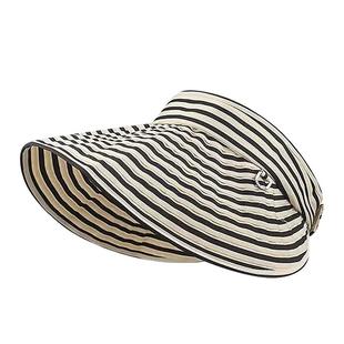 花少刘烨同款条纹空顶防晒帽女夏季防紫外线可折叠大帽檐遮阳帽子