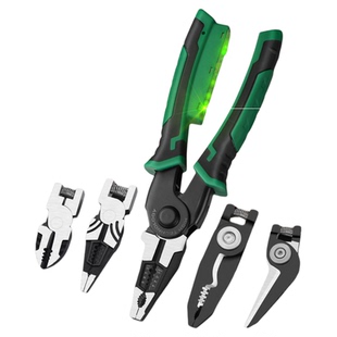 开拓可换头钳子六合一多功能高硬度电工专用老虎钳子剥线钳电缆剪