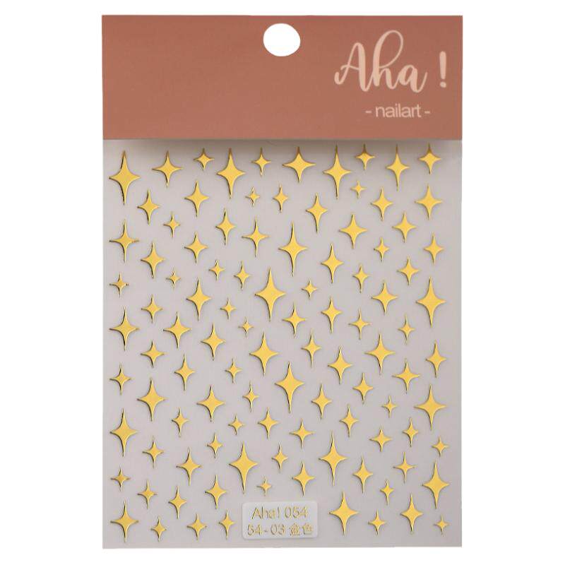 网红星芒指甲背胶贴纸3d美甲烫金银星星迷你纸装饰品贴月牙五角星