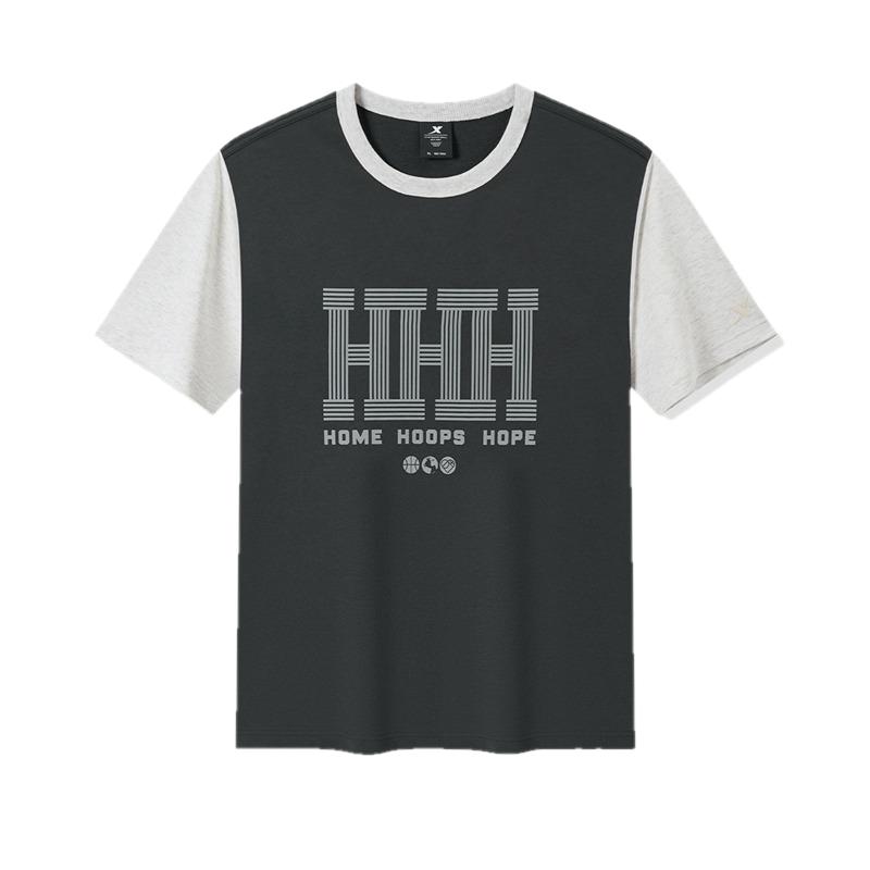 特步篮球短袖男官方夏季新款潮流半宽松袖休闲T恤975229010162