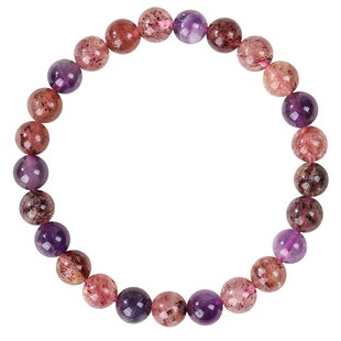 天然超八紫水晶手链草莓晶三轮骨干水晶紫发晶超级七全能水晶手串