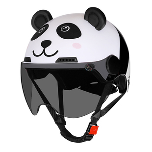 电动车头盔三c认证成人可爱卡通熊猫耳朵3C女士电瓶车安全帽夏季