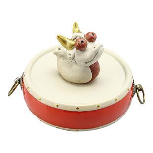 中国风陶瓷龙形线香香插茶艺茶宠 红色小鼓摆件手办盲盒展示底座