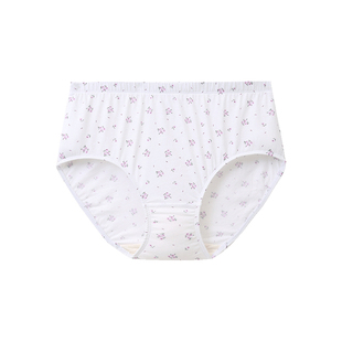 3条装三枪少女内裤纯棉5A抗菌印花三角裤不夹臀弹力中腰女式内裤