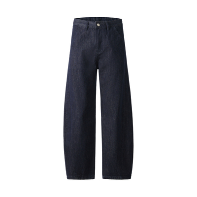 98SQUID美式baggy原色丹宁弯刀牛仔裤男女宽松休闲阔腿垂感长裤子