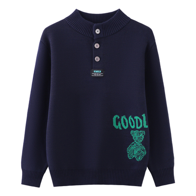 秋冬款半高领男童纯棉针织衫毛衣