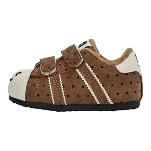 笑脸男女童可爱胖头加绒秋冬保暖魔术贴机能薄底豆豆鞋儿童小棉鞋