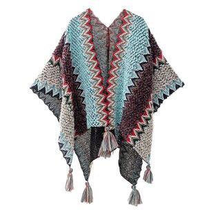 七色纺云南大理民族风披肩外搭丽江旅游拍照穿搭西藏草原披风斗篷