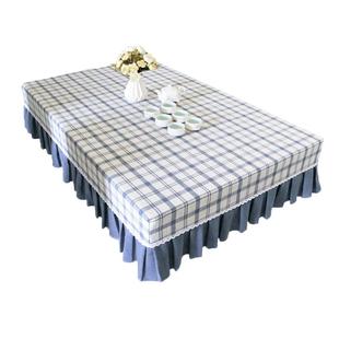 布艺小清新简约格子餐桌布防水防油免洗幼儿园学生课桌桌布茶几套