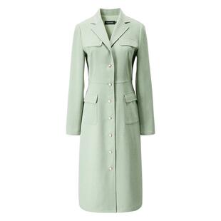 颜域绿色西装领连衣裙女士2026新款春装优雅气质高级感小香风裙子