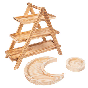 实木三层水果盘架家用客厅面包多层蛋糕木质双层中式下午茶点心架