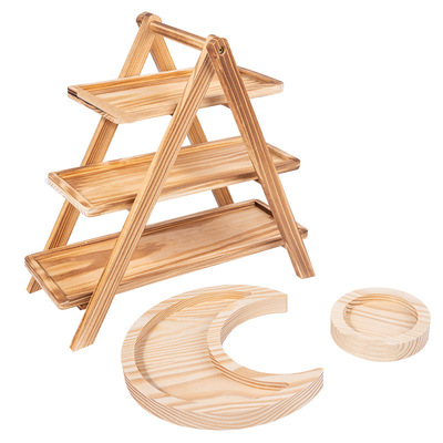 实木三层水果盘架家用客厅面包多层蛋糕木质双层中式下午茶点心架