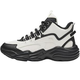 安踏棉鞋女鞋2025冬季新款皮面保暖加绒加厚高帮雪地靴熊猫运动鞋