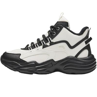 安踏棉鞋女鞋皮面加绒高帮雪地靴