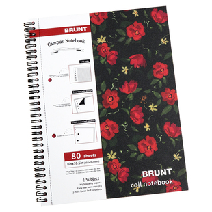 BRUNT主力山茶花美式线圈本B5笔记本本子加厚大学生用考研分栏索引可撕英语单词本活页可拆高颜值日记记事本