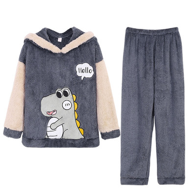 秋冬季珊瑚绒青少年初中学生睡衣