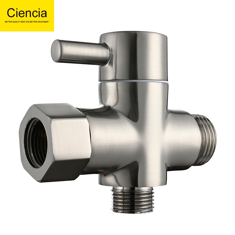 ciencia科德林欧洲G3/8接头进阀分水器三通管一出淋浴切换阀角二