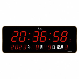 虹泰家用钟表客厅长方形万年历电子钟挂墙夜光数字显示时钟挂钟
