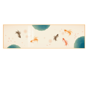 新中式挂画卧室床头晶瓷画房间茶室风景装饰画莲叶金鱼高档无甲醛