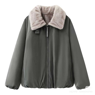 高圆圆同款2025冬季新款中性风环保皮草派克服两面穿厚款外套女