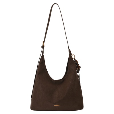 大容量麂皮绒磨砂托特腋下包