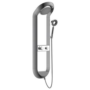 德希顿幕雨6032白色花洒套装数显智能恒温家用置物架淋浴器洗澡铜