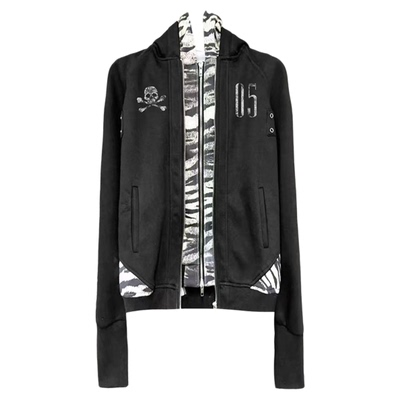 DETW骷髅虎纹拼接拉链卫衣外套