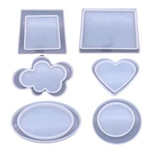 diy水晶滴胶压泥板摆台云朵心形椭圆圆形长方正方立体硅胶模具