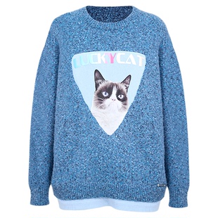 李冰冰同款ZHANGSHUAI张帅 街头风假两件拼接针织衫