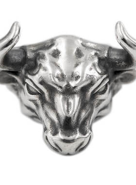 松岩原创生肖金牛座霸气牛戒指